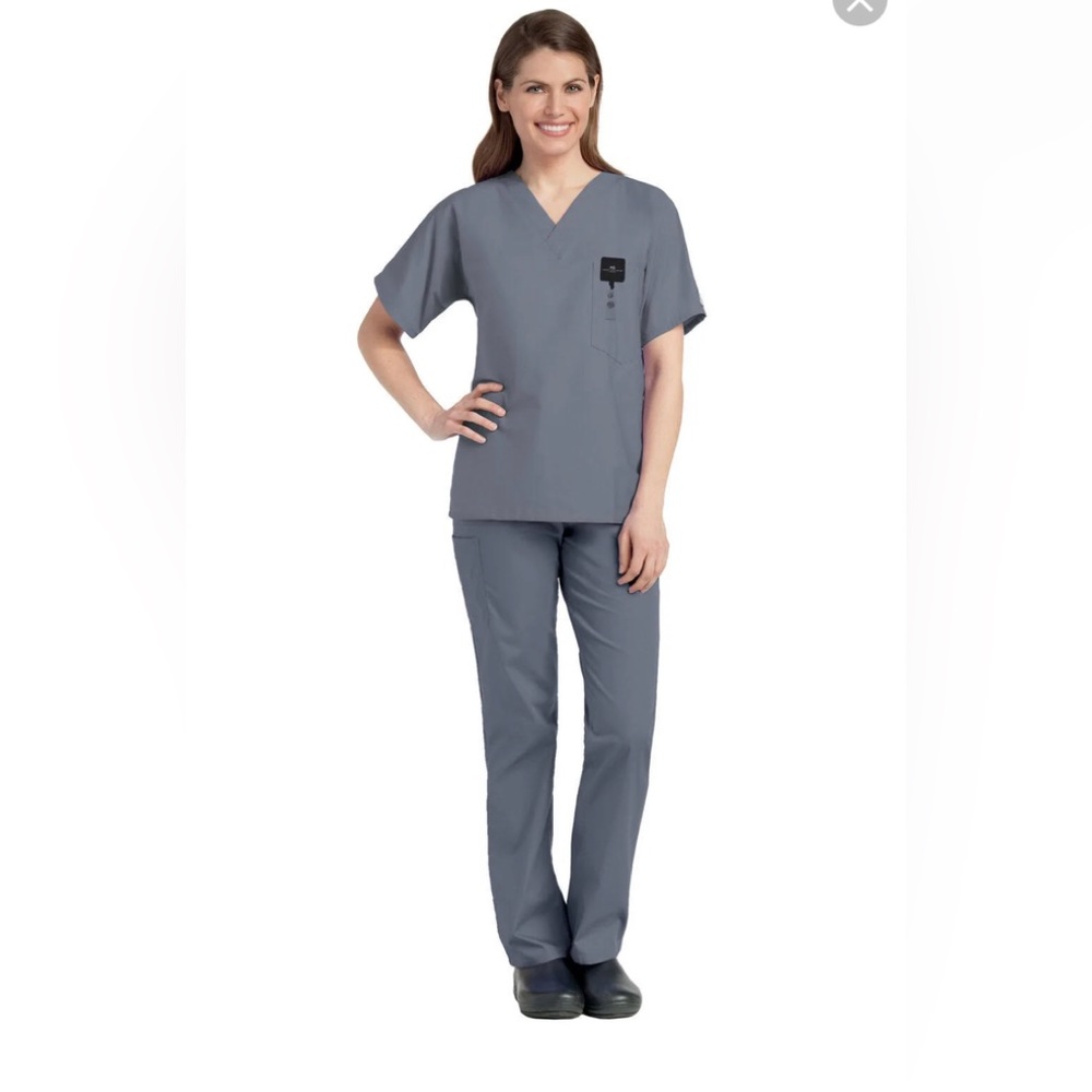 NWT Scrubzone By Landau Unisex Scrub Set 71221 V-neck Top & 85221 (sz XS) White